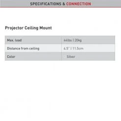 Barkan Silver Projector Ceiling Mount for Weight up to 25 lbs. by Barkan a Better Point of View 12 Barkan Silver Projector Ceiling Mount for Weight up to 25 lbs. by Barkan a Better Point of View -Electro Gear Shop barkan a better point of view projector mounts 90 s 4f 1000