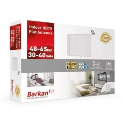 Barkan HDTV Passive Tabletop/ Wall Mounted Flat Indoor Antenna, Full HD, 360° Reception, Easy Assembly, White by Barkan a Better Point of View -Electro Gear Shop barkan a better point of view tv antennas af40p w 1f 1000