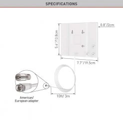 Barkan HDTV Passive Tabletop/ Wall Mounted Flat Indoor Antenna, Full HD, 360° Reception, Easy Assembly, White by Barkan a Better Point of View -Electro Gear Shop barkan a better point of view tv antennas af40p w c3 1000