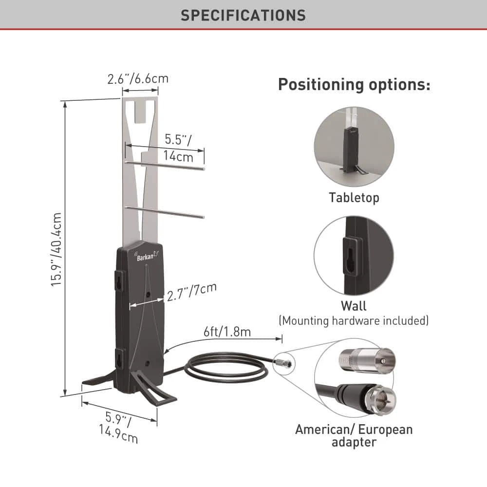 Barkan Concealed HDTV Indoor Antenna Full HD 360 Degree Reception Easy Assembly Black by Barkan a Better Point of View 4 Barkan Concealed HDTV Indoor Antenna Full HD 360 Degree Reception Easy Assembly Black by Barkan a Better Point of View - Image 4