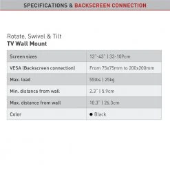 Barkan 13 in to 39 in Full Motion - 3 Movement Flat Single Arm TV Wall Mount, up to 55 lbs by Barkan a Better Point of View -Electro Gear Shop barkan a better point of view tv mounts 2300 b 44 1000