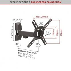 Barkan 13" to 43" Full Motion - 3 Movement Flat / Curved TV Wall Mount, Black, Patented, Touch & Tilt, Screen Leveling by Barkan a Better Point of View 14 Barkan 13" to 43" Full Motion - 3 Movement Flat / Curved TV Wall Mount, Black, Patented, Touch & Tilt, Screen Leveling by Barkan a Better Point of View -Electro Gear Shop barkan a better point of view tv mounts 2300 online b 1f 1000