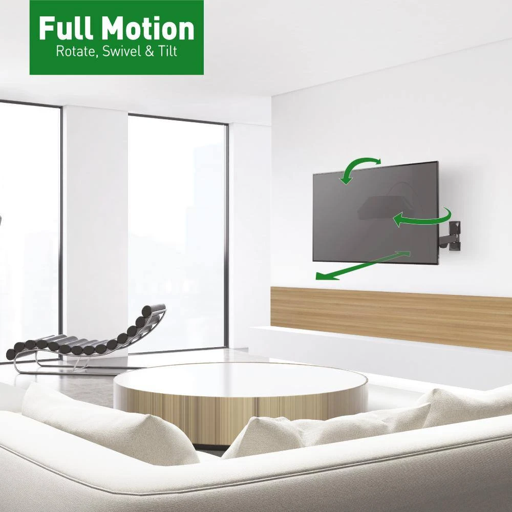 Barkan 13" to 43" Full Motion - 3 Movement Flat / Curved TV Wall Mount, Black, Patented, Touch & Tilt, Screen Leveling by Barkan a Better Point of View 2 Barkan 13" to 43" Full Motion - 3 Movement Flat / Curved TV Wall Mount, Black, Patented, Touch & Tilt, Screen Leveling by Barkan a Better Point of View - Image 2