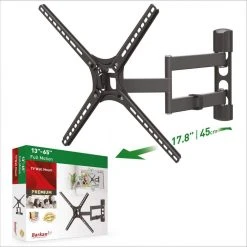 Barkan 29 in. to 65 in. Full Motion - 4 Movement Flat / Curved TV Wall Mount, Black, Patented, Touch & Tilt, UL Listed by Barkan a Better Point of View