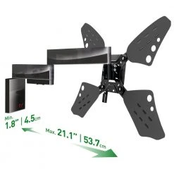 Barkan 32" to 70" Full Motion - 4 Movement Flat / Curved TV Wall Mount, Black, Very Low Profile, Touch & Tilt by Barkan a Better Point of View