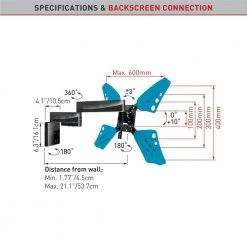 Barkan 32" to 70" Full Motion - 4 Movement Flat / Curved TV Wall Mount, Black, Very Low Profile, Touch & Tilt by Barkan a Better Point of View 15 Barkan 32" to 70" Full Motion - 4 Movement Flat / Curved TV Wall Mount, Black, Very Low Profile, Touch & Tilt by Barkan a Better Point of View -Electro Gear Shop barkan a better point of view tv mounts 3400f online b 1f 1000