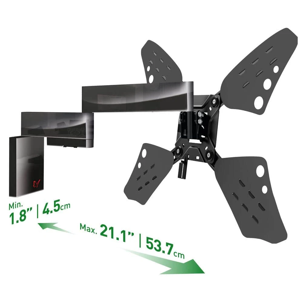 Barkan 32" to 70" Full Motion - 4 Movement Flat / Curved TV Wall Mount, Black, Very Low Profile, Touch & Tilt by Barkan a Better Point of View 1 Barkan 32" to 70" Full Motion - 4 Movement Flat / Curved TV Wall Mount, Black, Very Low Profile, Touch & Tilt by Barkan a Better Point of View