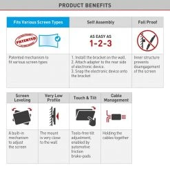 Barkan 32" to 70" Full Motion - 4 Movement Flat / Curved TV Wall Mount, Black, Very Low Profile, Touch & Tilt by Barkan a Better Point of View 13 Barkan 32" to 70" Full Motion - 4 Movement Flat / Curved TV Wall Mount, Black, Very Low Profile, Touch & Tilt by Barkan a Better Point of View -Electro Gear Shop barkan a better point of view tv mounts 3400f online b 66 1000