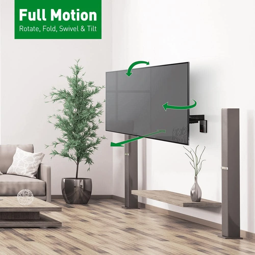 Barkan 32" to 70" Full Motion - 4 Movement Flat / Curved TV Wall Mount, Black, Very Low Profile, Touch & Tilt by Barkan a Better Point of View 2 Barkan 32" to 70" Full Motion - 4 Movement Flat / Curved TV Wall Mount, Black, Very Low Profile, Touch & Tilt by Barkan a Better Point of View - Image 2
