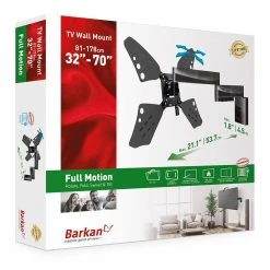 Barkan 32" to 70" Full Motion - 4 Movement Flat / Curved TV Wall Mount, Black, Very Low Profile, Touch & Tilt by Barkan a Better Point of View 17 Barkan 32" to 70" Full Motion - 4 Movement Flat / Curved TV Wall Mount, Black, Very Low Profile, Touch & Tilt by Barkan a Better Point of View -Electro Gear Shop barkan a better point of view tv mounts 3400f online b fa 1000
