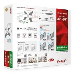 Barkan 32 in. - 70 in. Full Motion - 4 Movement Flat/Curved TV Wall Mount White Very Low Profile Touch & Tilt by Barkan a Better Point of View -Electro Gear Shop barkan a better point of view tv mounts 3400fw b 76 1000