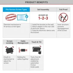 Barkan 13 - 80 in. Full Motion - 4 Movement Long Flat / Curved TV Wall Mount White Extremely Extendable by Barkan a Better Point of View -Electro Gear Shop barkan a better point of view tv mounts 3400lw w 66 1000