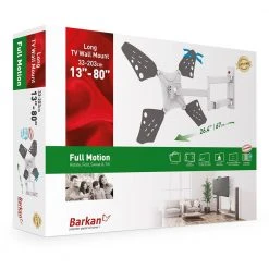 Barkan 13 - 80 in. Full Motion - 4 Movement Long Flat / Curved TV Wall Mount White Extremely Extendable by Barkan a Better Point of View -Electro Gear Shop barkan a better point of view tv mounts 3400lw w 76 1000