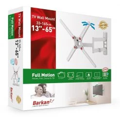 Barkan 13 in. to 65 in. Full Motion - 4 Movement Flat / Curved TV Wall Mount White Patented to Fit Various Screen Types by Barkan a Better Point of View 17 Barkan 13 in. to 65 in. Full Motion - 4 Movement Flat / Curved TV Wall Mount White Patented to Fit Various Screen Types by Barkan a Better Point of View -Electro Gear Shop barkan a better point of view tv mounts 3400w w fa 1000