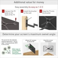 Barkan 29" to 56" Full Motion - 4 Movement Flat / Curved TV Wall Mount, Black, Patented, Touch & Tilt, Screen Leveling by Barkan a Better Point of View 14 Barkan 29" to 56" Full Motion - 4 Movement Flat / Curved TV Wall Mount, Black, Patented, Touch & Tilt, Screen Leveling by Barkan a Better Point of View -Electro Gear Shop barkan a better point of view tv mounts 3420 online b 66 1000