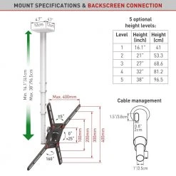 Barkan 29" to 65" Full Motion - 3 Movement Flat / Curved TV Ceiling Mount, White & Black, Telescopic Adjustment by Barkan a Better Point of View 15 Barkan 29" to 65" Full Motion - 3 Movement Flat / Curved TV Ceiling Mount, White & Black, Telescopic Adjustment by Barkan a Better Point of View -Electro Gear Shop barkan a better point of view tv mounts 3500 online w 1f 1000