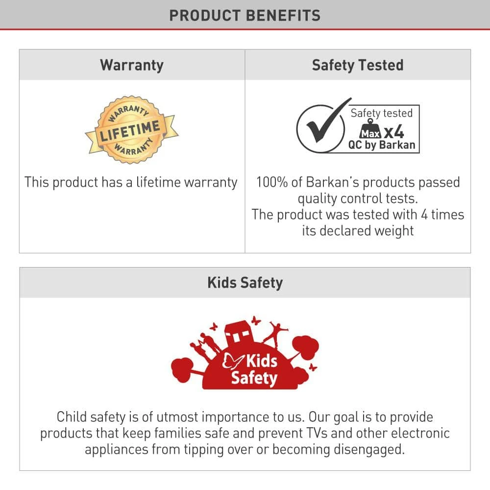 Barkan 29 in. to 65 in. Full Motion - 3 Movement Flat / Curved TV Ceiling Mount, White & Black, Telescopic Adjustment by Barkan a Better Point of View 3 Barkan 29 in. to 65 in. Full Motion - 3 Movement Flat / Curved TV Ceiling Mount, White & Black, Telescopic Adjustment by Barkan a Better Point of View - Image 3