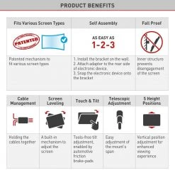 Barkan 29 in. to 65 in. Full Motion - 3 Movement Flat / Curved TV Ceiling Mount, White & Black, Telescopic Adjustment by Barkan a Better Point of View 13 Barkan 29 in. to 65 in. Full Motion - 3 Movement Flat / Curved TV Ceiling Mount, White & Black, Telescopic Adjustment by Barkan a Better Point of View -Electro Gear Shop barkan a better point of view tv mounts 3500 w 66 1000