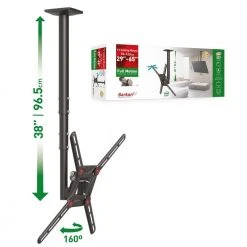 Barkan 29" to 65" Full Motion - 3 Movement Flat/Curved TV Ceiling Mount, White & Black, Telescopic Adjustment by Barkan a Better Point of View