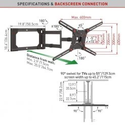 Barkan 13 - 80 inch Full Motion - 4 Movement Flat / Curved TV Wall Mount Black Extremely Extendable Very Low Profile by Barkan a Better Point of View -Electro Gear Shop barkan a better point of view tv mounts 4400 b 1f 1000