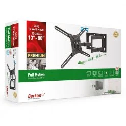 Barkan 13 - 80 inch Full Motion - 4 Movement Flat / Curved TV Wall Mount Black Extremely Extendable Very Low Profile by Barkan a Better Point of View -Electro Gear Shop barkan a better point of view tv mounts 4400 b 76 1000