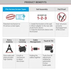 Barkan 13 - 80 inch Full Motion - 4 Movement Flat / Curved TV Wall Mount Black Extremely Extendable Very Low Profile by Barkan a Better Point of View -Electro Gear Shop barkan a better point of view tv mounts 4400 b d4 1000