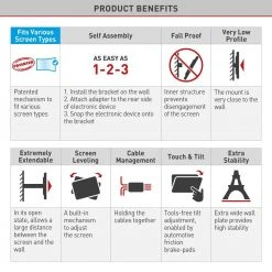 Barkan 40 in. to 90 in. Full Motion - 4 Movement Long Flat /Curved TV Wall Mount, Black, Extremely Extendable, UL Listed by Barkan a Better Point of View -Electro Gear Shop barkan a better point of view tv mounts 4800 b 66 1000