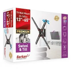 Barkan 13 in. - 65 in. Swivel, Tilt Flat/Curved TV Wall Mount Patented to Fit Various Screen Types Touch, Tilt in Black by Barkan a Better Point of View -Electro Gear Shop barkan a better point of view tv mounts bm320 fa 1000