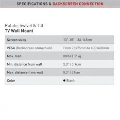 Barkan 13 in. to 65 in. Full Motion - 3 Movement TV Wall Mount Black Touch and Tilt Screen Leveling by Barkan a Better Point of View 14 Barkan 13 in. to 65 in. Full Motion - 3 Movement TV Wall Mount Black Touch and Tilt Screen Leveling by Barkan a Better Point of View -Electro Gear Shop barkan a better point of view tv mounts bm331t b 1f 1000