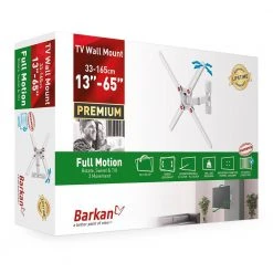 Barkan 13 in.- 65 in. Full Motion - 3 Movement Flat/Curved TV Wall Mount White Patented to Fit Various Screen Types by Barkan a Better Point of View -Electro Gear Shop barkan a better point of view tv mounts bm331w b 44 1000