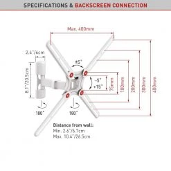 Barkan 13 in.- 65 in. Full Motion - 3 Movement Flat/Curved TV Wall Mount White Patented to Fit Various Screen Types by Barkan a Better Point of View -Electro Gear Shop barkan a better point of view tv mounts bm331w b 4f 1000