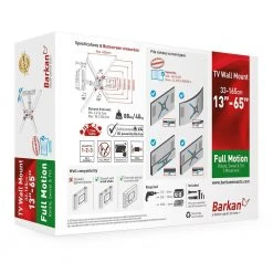 Barkan 13 in.- 65 in. Full Motion - 3 Movement Flat/Curved TV Wall Mount White Patented to Fit Various Screen Types by Barkan a Better Point of View -Electro Gear Shop barkan a better point of view tv mounts bm331w b fa 1000