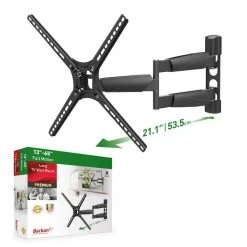 Barkan 13 in. to 65 in. Full Motion 4-Movement Long Flat/Curved TV Wall Mount Black Patented Touch and Tilt by Barkan a Better Point of View