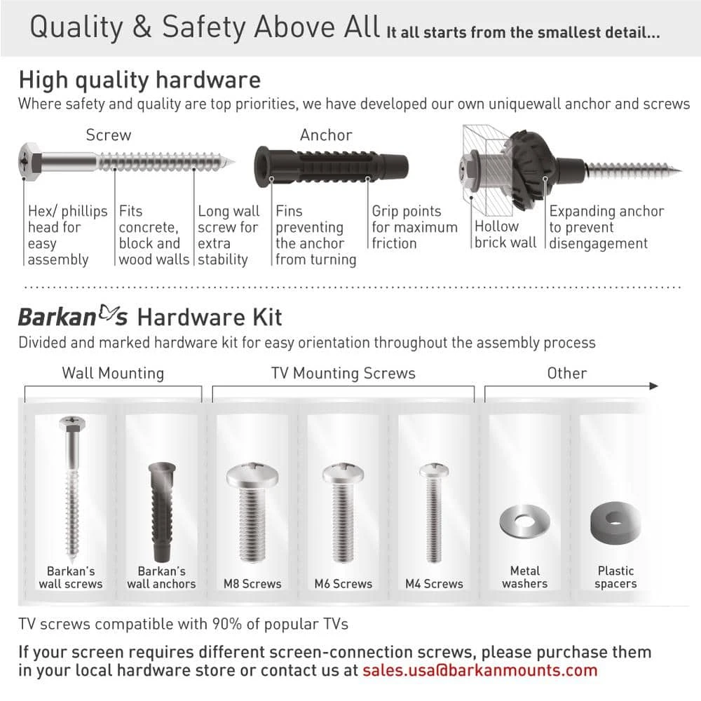 Barkan 13 in. to 65 in. Full Motion 4-Movement Extremely Extendable Extra Long Flat/Curved TV Wall Mount in Black by Barkan a Better Point of View 7 Barkan 13 in. to 65 in. Full Motion 4-Movement Extremely Extendable Extra Long Flat/Curved TV Wall Mount in Black by Barkan a Better Point of View - Image 7