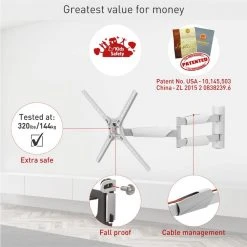 Barkan 13 in. to 65 in. Full Motion - 4 Movement Extra Long Flat/Curved TV Wall Mount in White Extremely Extendable by Barkan a Better Point of View 13 Barkan 13 in. to 65 in. Full Motion - 4 Movement Extra Long Flat/Curved TV Wall Mount in White Extremely Extendable by Barkan a Better Point of View -Electro Gear Shop barkan a better point of view tv mounts bm343xlw 1d 1000