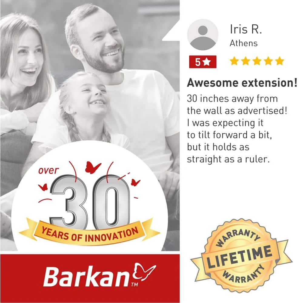 Barkan 13 in. to 65 in. Full Motion - 4 Movement Extra Long Flat/Curved TV Wall Mount in White Extremely Extendable by Barkan a Better Point of View 5 Barkan 13 in. to 65 in. Full Motion - 4 Movement Extra Long Flat/Curved TV Wall Mount in White Extremely Extendable by Barkan a Better Point of View - Image 5