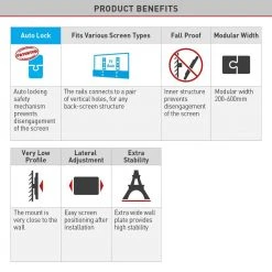 13 in. to 90 in. Fixed Flat/Curved TV Wall Mount Auto Locking Patent Extra Stable in Black by Barkan a Better Point of View -Electro Gear Shop barkan a better point of view tv mounts bm400t 1d 1000