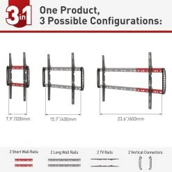 13 in. to 90 in. Fixed Flat/Curved TV Wall Mount Auto Locking Patent Extra Stable in Black by Barkan a Better Point of View -Electro Gear Shop barkan a better point of view tv mounts bm400t 1f 1000