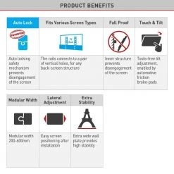 13 in. to 90 in. Tilt Flat/Curved TV Wall Mount Auto Locking Patent Extra Stable in Black by Barkan a Better Point of View 12 13 in. to 90 in. Tilt Flat/Curved TV Wall Mount Auto Locking Patent Extra Stable in Black by Barkan a Better Point of View -Electro Gear Shop barkan a better point of view tv mounts bm410t 1d 1000