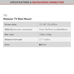 13 in. to 90 in. Tilt Flat/Curved TV Wall Mount Auto Locking Patent Extra Stable in Black by Barkan a Better Point of View 16 13 in. to 90 in. Tilt Flat/Curved TV Wall Mount Auto Locking Patent Extra Stable in Black by Barkan a Better Point of View -Electro Gear Shop barkan a better point of view tv mounts bm410t 44 1000