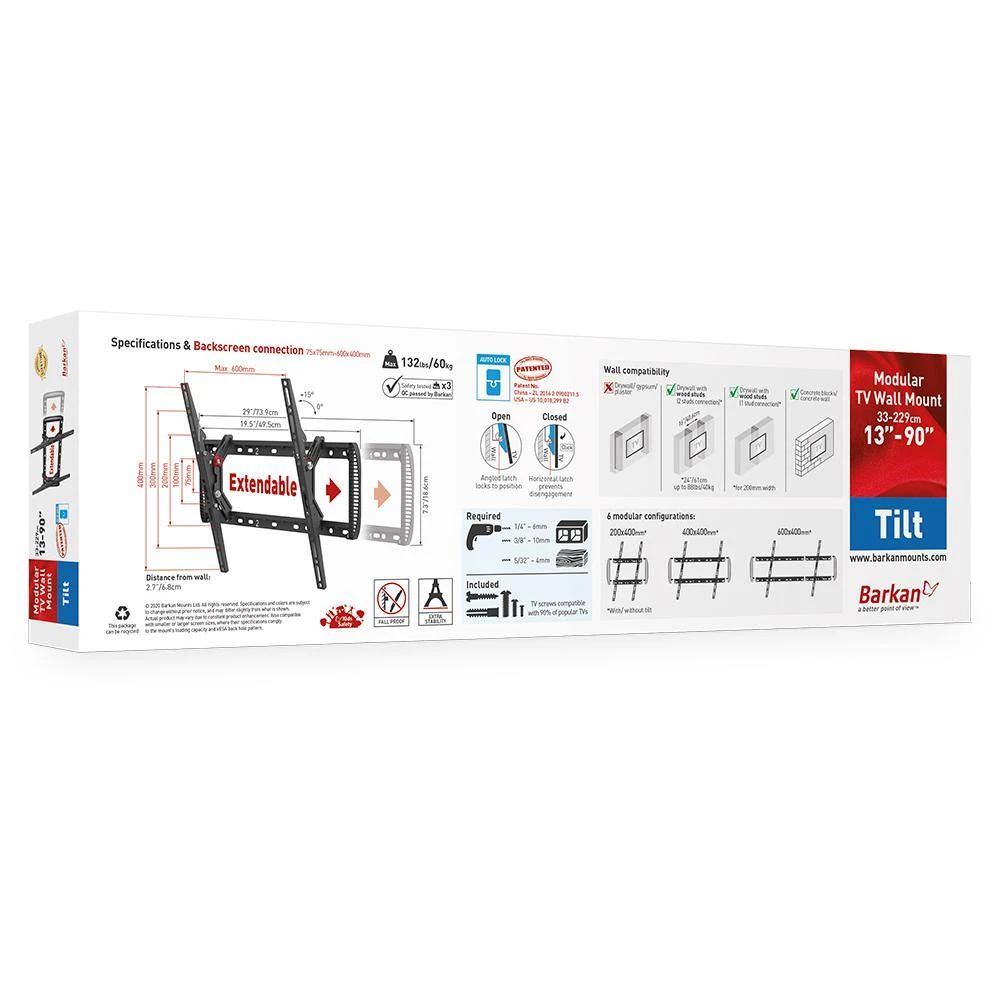 13 in. to 90 in. Tilt Flat/Curved TV Wall Mount Auto Locking Patent Extra Stable in Black by Barkan a Better Point of View 9 13 in. to 90 in. Tilt Flat/Curved TV Wall Mount Auto Locking Patent Extra Stable in Black by Barkan a Better Point of View - Image 9