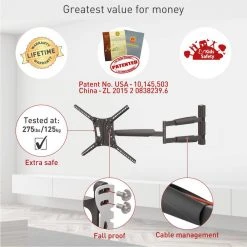 Barkan 13 - 83 in. Full Motion - 4 Movement Extra Long TV Wall Mount Black Extremely Extendable Cable Management by Barkan a Better Point of View -Electro Gear Shop barkan a better point of view tv mounts bm443xl 1d 1000