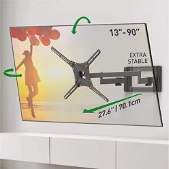 Barkan 13 in. - 90 in. Dual Arm Full Motion Articulating - 4 Movement Flat/Curved TV Wall Mount in Black by Barkan a Better Point of View 7 Barkan 13 in. - 90 in. Dual Arm Full Motion Articulating - 4 Movement Flat/Curved TV Wall Mount in Black by Barkan a Better Point of View -Electro Gear Shop barkan a better point of view tv mounts bm464l 4f 1000