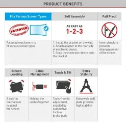 Barkan 13 in. to 90 in. Full Motion - 4 Movement Long Dual Arm Flat/Curved TV Wall Mount White Extremely Extendable by Barkan a Better Point of View 12 Barkan 13 in. to 90 in. Full Motion - 4 Movement Long Dual Arm Flat/Curved TV Wall Mount White Extremely Extendable by Barkan a Better Point of View -Electro Gear Shop barkan a better point of view tv mounts bm464lw 1d 1000