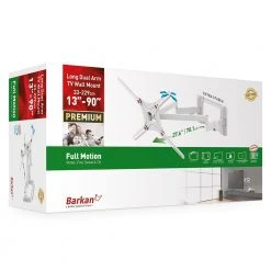 Barkan 13 in. to 90 in. Full Motion - 4 Movement Long Dual Arm Flat/Curved TV Wall Mount White Extremely Extendable by Barkan a Better Point of View 17 Barkan 13 in. to 90 in. Full Motion - 4 Movement Long Dual Arm Flat/Curved TV Wall Mount White Extremely Extendable by Barkan a Better Point of View -Electro Gear Shop barkan a better point of view tv mounts bm464lw fa 1000