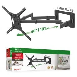 Barkan 13 in. - 80 in. Full Motion - 4 Movement Extra-Long Dual Arm Flat/Curved TV Wall Mount Black Extremely Extendable by Barkan a Better Point of View