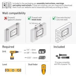 Barkan 13 in. - 80 in. Full Motion - 4 Movement Extra-Long Dual Arm Flat/Curved TV Wall Mount Black Extremely Extendable by Barkan a Better Point of View -Electro Gear Shop barkan a better point of view tv mounts bm464xl 76 1000