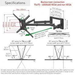 Barkan 13 in. - 80 in. Full Motion - 4 Movement Extra-Long Dual Arm Flat/Curved TV Wall Mount Black Extremely Extendable by Barkan a Better Point of View -Electro Gear Shop barkan a better point of view tv mounts bm464xl fa 1000