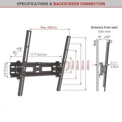 Barkan 13" to 60" Tilt TV Wall Mount + 6ft HDMI Cable, Black, Continuous Tilt, Bubble Level Included, Lateral Adjustment by Barkan a Better Point of View 14 Barkan 13" to 60" Tilt TV Wall Mount + 6ft HDMI Cable, Black, Continuous Tilt, Bubble Level Included, Lateral Adjustment by Barkan a Better Point of View -Electro Gear Shop barkan a better point of view tv mounts chd310 b 44 1000