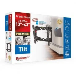 Barkan 13" to 43" Tilt Flat / Curved TV Wall Mount, Black, Auto Locking Patent, Touch & Tilt, Extra Stable by Barkan a Better Point of View -Electro Gear Shop barkan a better point of view tv mounts e210 online b fa 1000